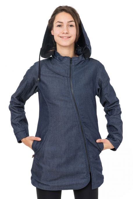Veste capuche denim et polaire print mandala celtique