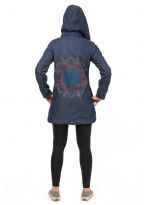 Veste capuche denim et polaire print mandala celtique