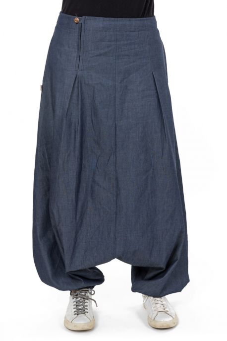 Sarouel jean denim femme fourche basse Haru