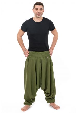 Sarouel elastique uni sarwel indian aladin kaki fonce
