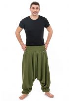 Sarouel elastique uni sarwel indian aladin kaki fonce