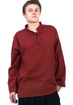 K11521 Chemise homme Col mao nepalaise rouge fonce