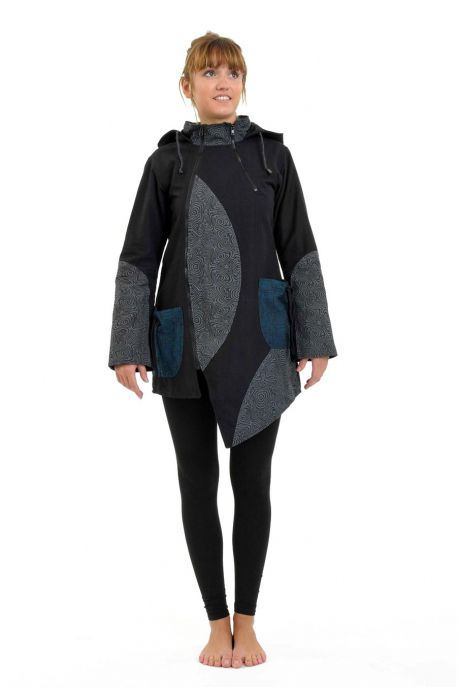 Blouson ethnique Puzzla psychedelic capuche de lutin