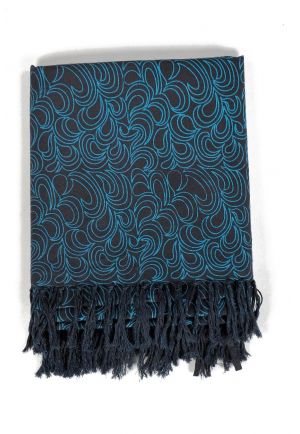 Cheche foulard coton Latika noir turquoise
