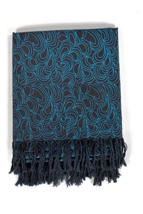 Cheche foulard coton Latika noir turquoise