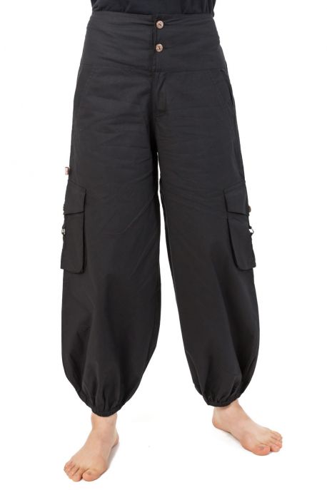 Pantalon bouffant aladin baggy baroudeuse noir uni Suwal