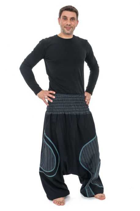 Sarouel grande taille smoke noir rayures noires Pattaya
