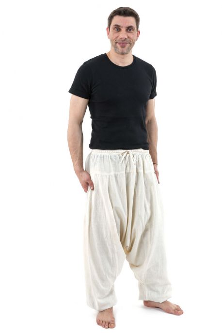 Pantalon sarwel Nepal zen homme femme coton leger creme Tara