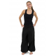 Pantalon ethnique large bouffant droit femme noir uni Damh