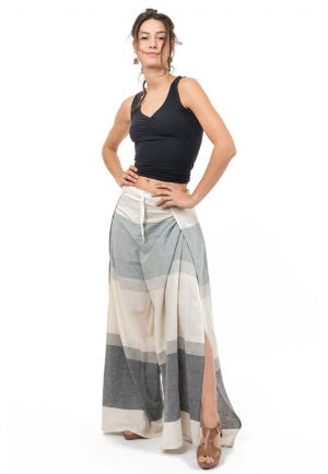 Pantalon femme fluide jambe fendue