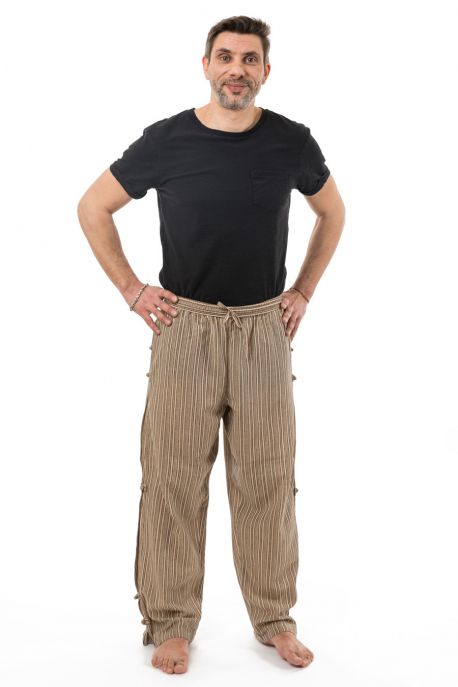Pantalon relax zen boutons coton leger Gobarah