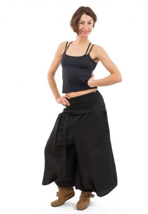 Pantalon sarouel femme faux effet jupe noir Suci