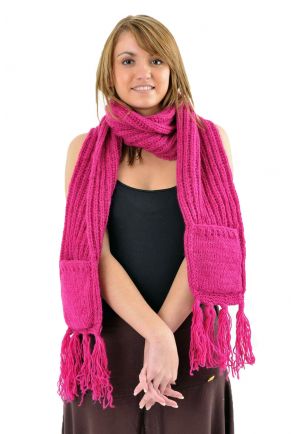 Echarpe mouffle pure laine rose indien