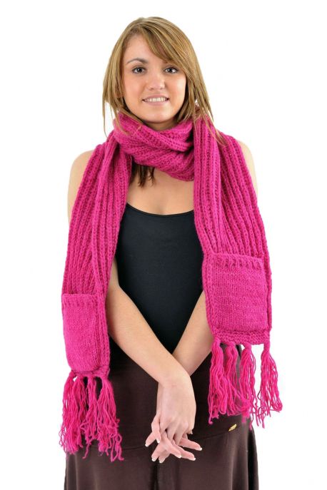 Echarpe mouffle pure laine rose indien