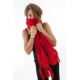 Echarpe mouffle pure laine rouge