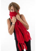 Echarpe mouffle pure laine rouge