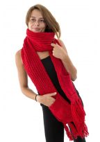 Echarpe mouffle pure laine rouge