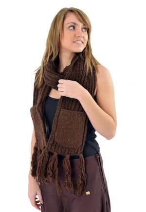 Echarpe mouffle pure laine marron