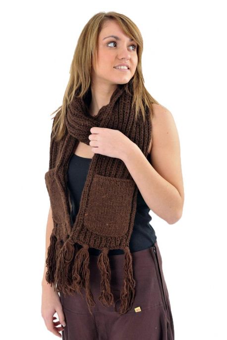 Echarpe mouffle pure laine marron