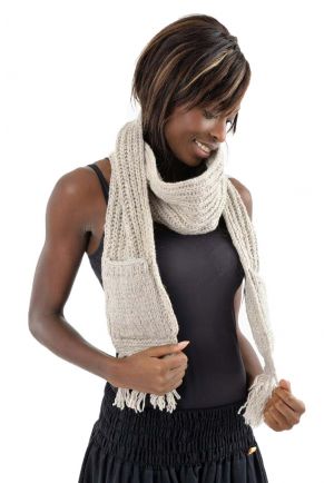 Echarpe mouffle pure laine gris chine clair 