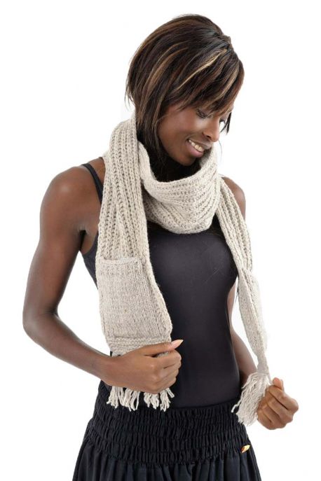 Echarpe mouffle pure laine gris chine clair 