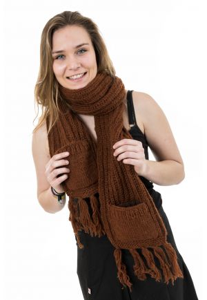 Echarpe mouffle pure laine marron clair