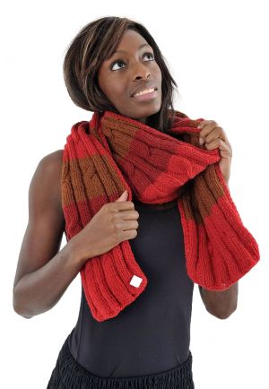 Echarpe pure laine douce rouge marron