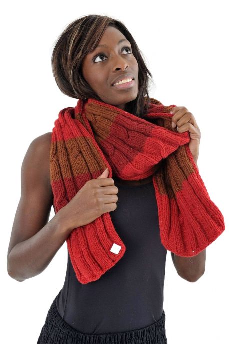 Echarpe pure laine douce rouge marron