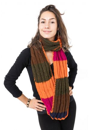 Echarpe pure laine douce rose orange vert marron bleu foncé