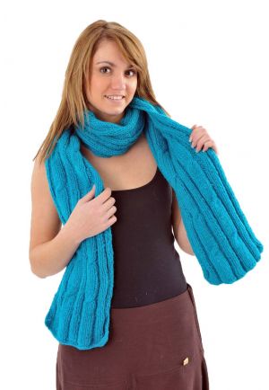 Echarpe pure laine douce turquoise