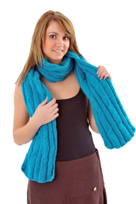 Echarpe pure laine douce turquoise