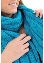 Echarpe pure laine douce turquoise