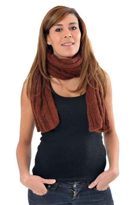 Echarpe pure laine douce marron