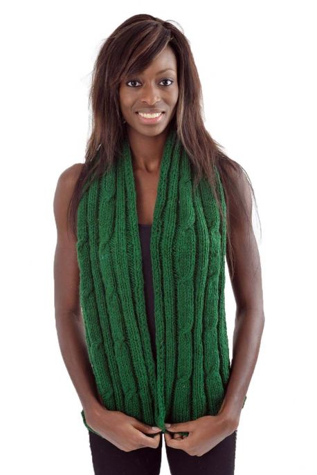 Echarpe pure laine douce vert kaki