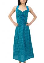 Robe longue boheme imprime ethnique babacool bleus Delya