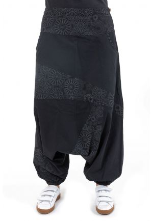 Sarouel imprime noir gris Badala