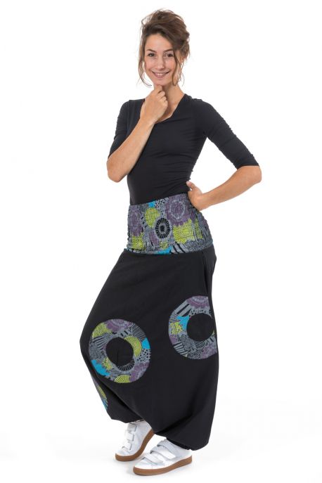Sarwel noir elastique multicolore Sahari