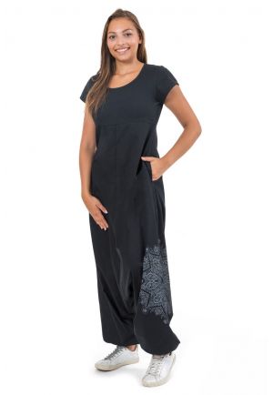 Combi sarouel ethnic noir imprimé mandala