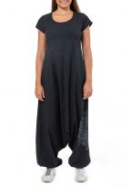 Combi sarouel ethnic noir imprimé mandala