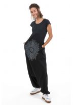 Combi sarouel ethnic noir imprimé mandala