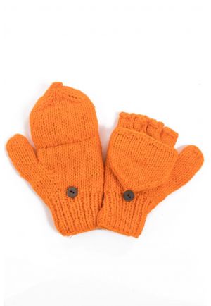 Moufles mitaines rouge uni pure laine et polaire douce