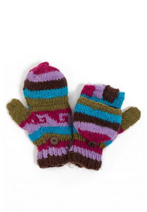 Moufles mitaines rouge uni pure laine et polaire douce