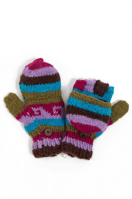 Moufles mitaines rouge uni pure laine et polaire douce