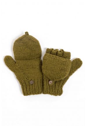 Moufles mitaines rouge uni pure laine et polaire douce