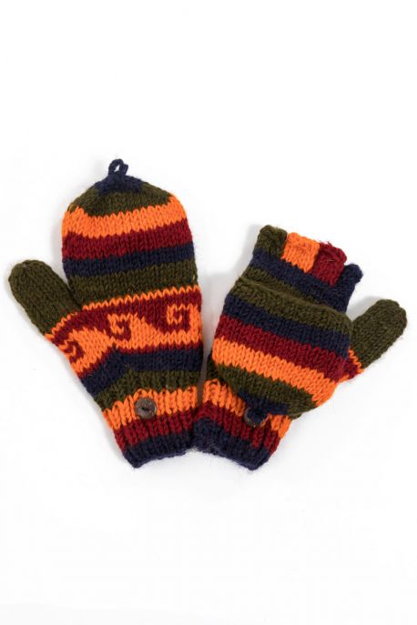 Moufles mitaines rouge uni pure laine et polaire douce