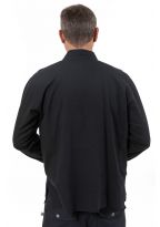 Chemise ethnique col mao manches transformables noir uni Ragyapa
