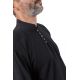 Chemise ethnique col mao manches transformables noir uni Ragyapa