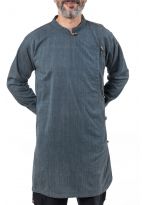 Chemise homme tunique kurta zen bleu gris