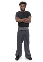 Pantalon thai gris et rayures Tino