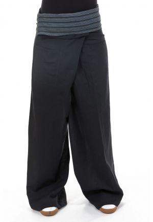 Pantalon thai fisherman noir gris